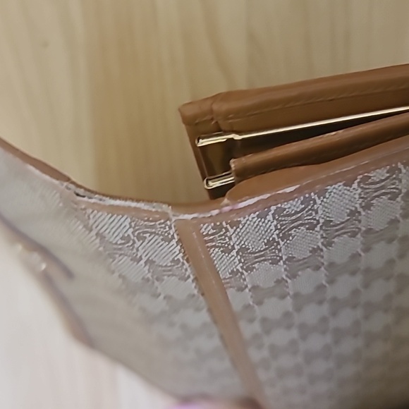 CELINE Long Wallet Macadam Pattern Leather Tan Brown Authentic - Picture 11 of 14